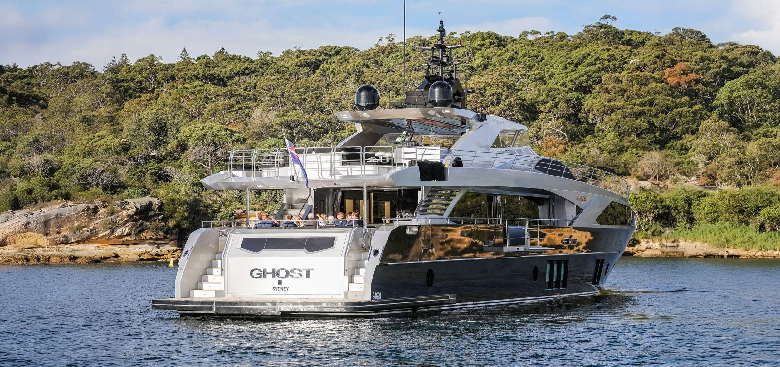 Charter Ghost II, an iconic luxury superyacht on Sydney Harbour, designed for private celebrations, corporate events and unforgettable experiences on the water.